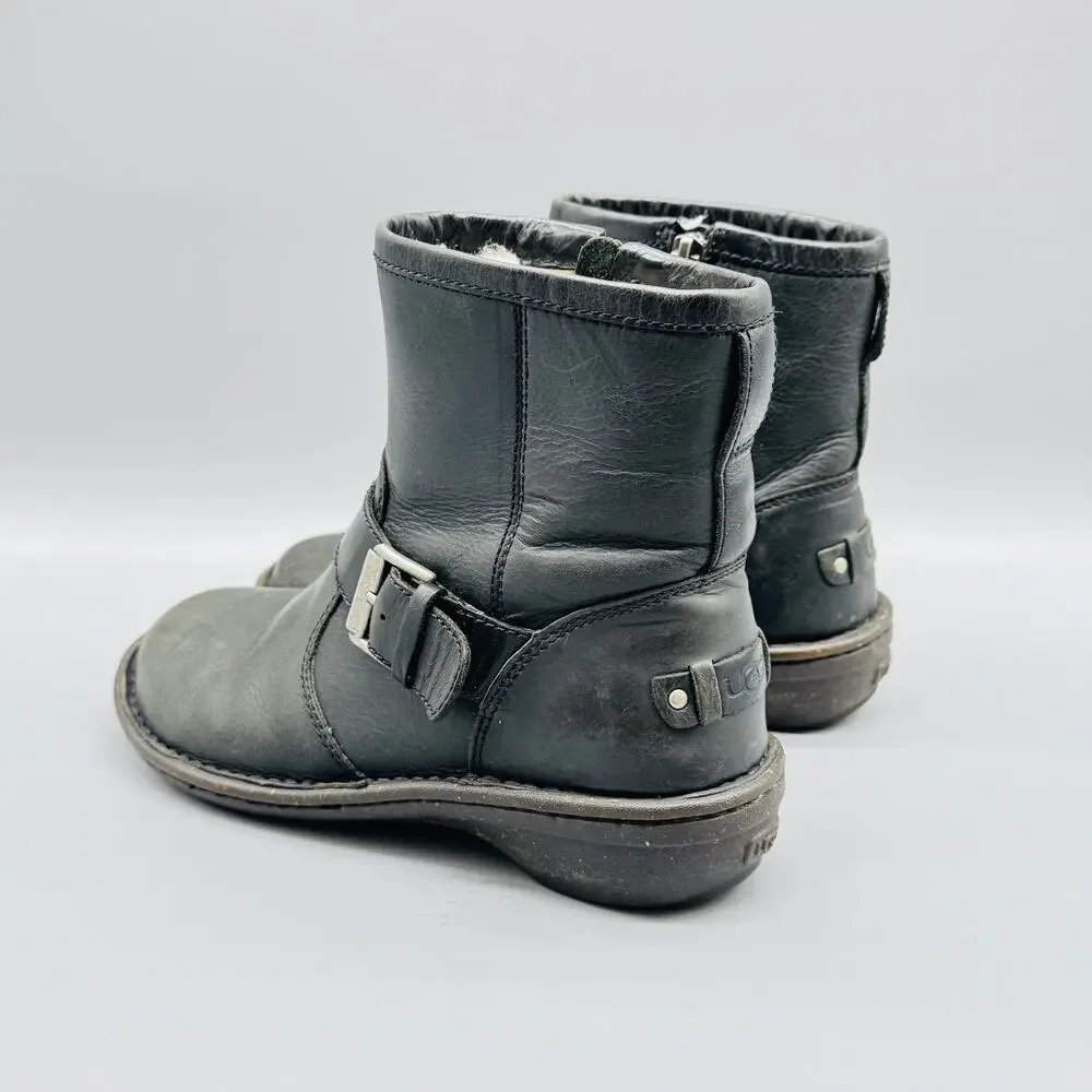 UGG Boots Womens 5 Leather Shearling Lined Buckle Winter Casual Shoes